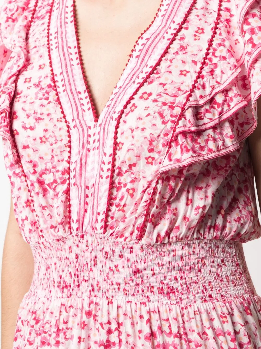 фото Poupette st barth платье мини с цветочным принтом и оборками