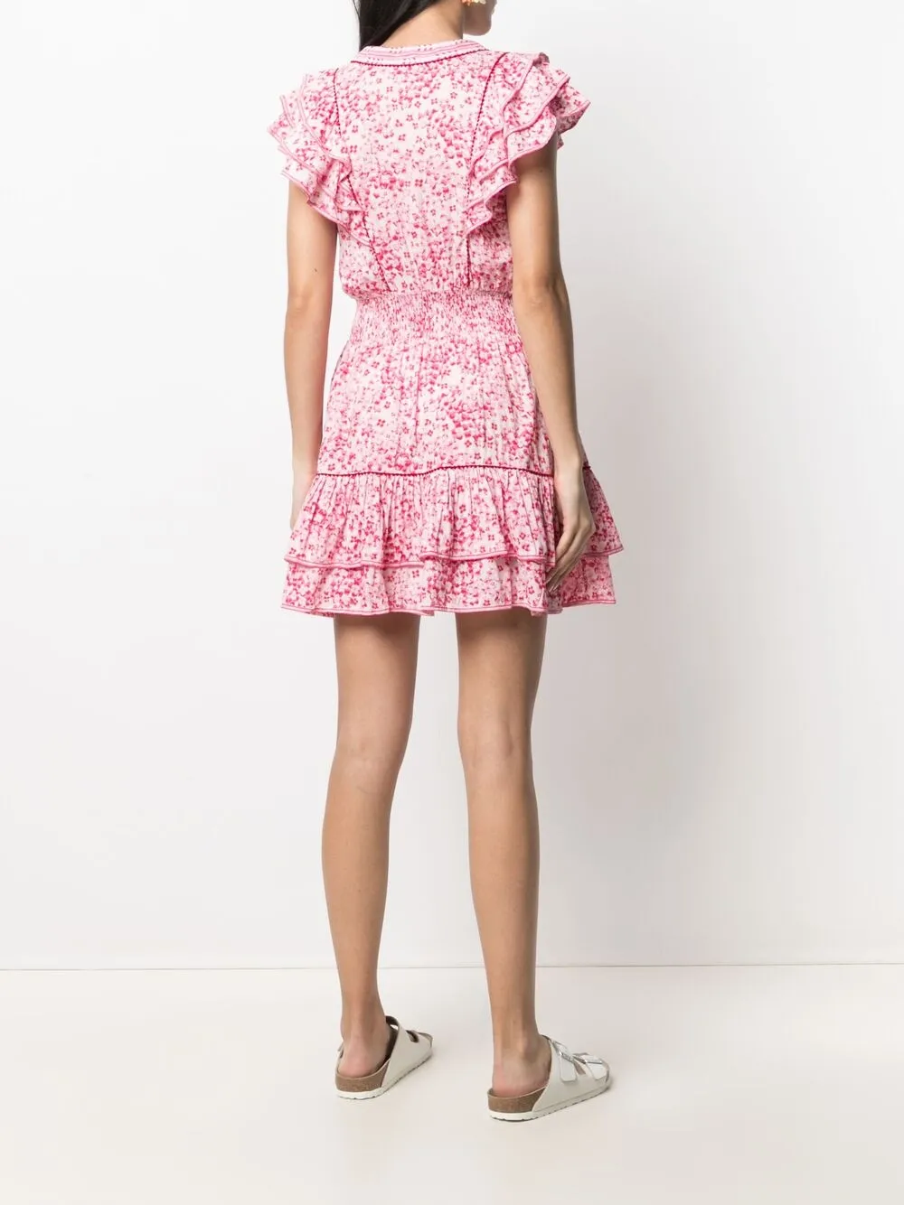 фото Poupette st barth платье мини с цветочным принтом и оборками