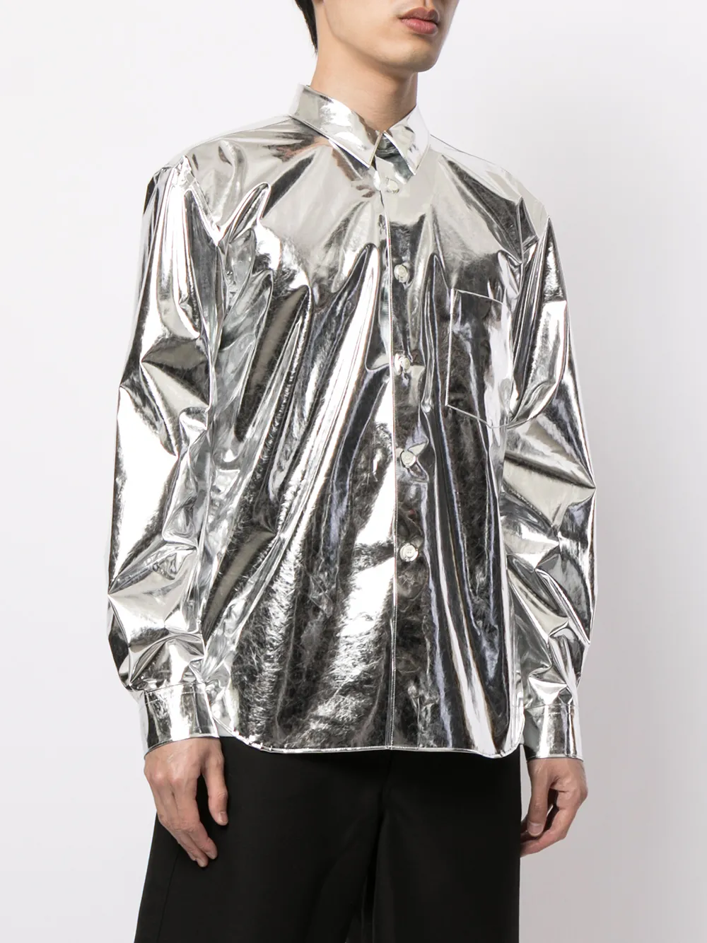 фото Comme des garçons homme plus рубашка с эффектом металлик