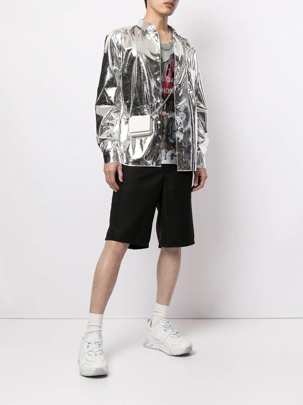 фото Comme des garçons homme plus рубашка с эффектом металлик
