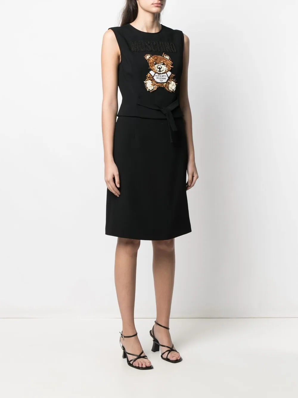 фото Moschino платье с декором teddy bear