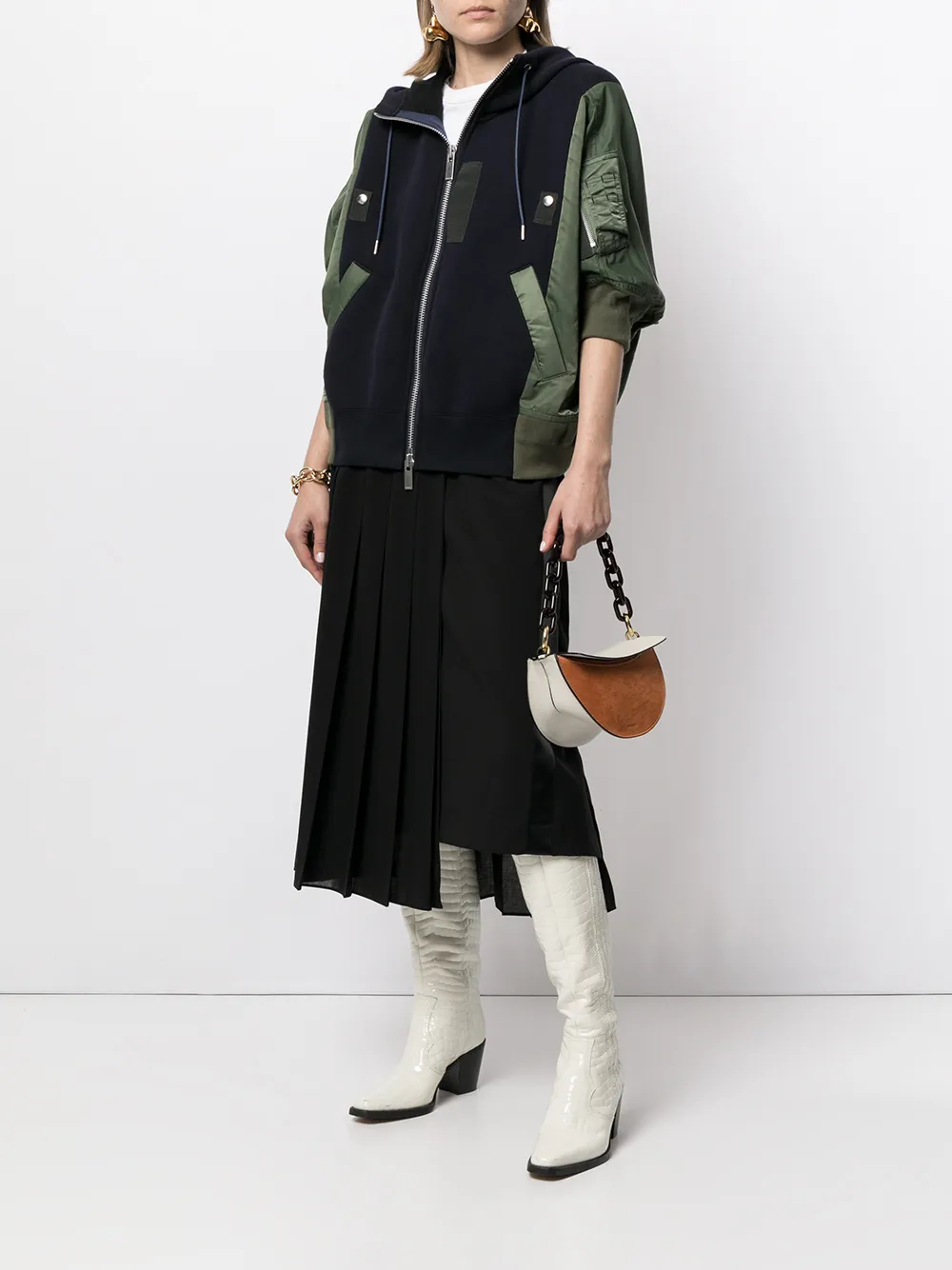 фото Sacai куртка на молнии с капюшоном