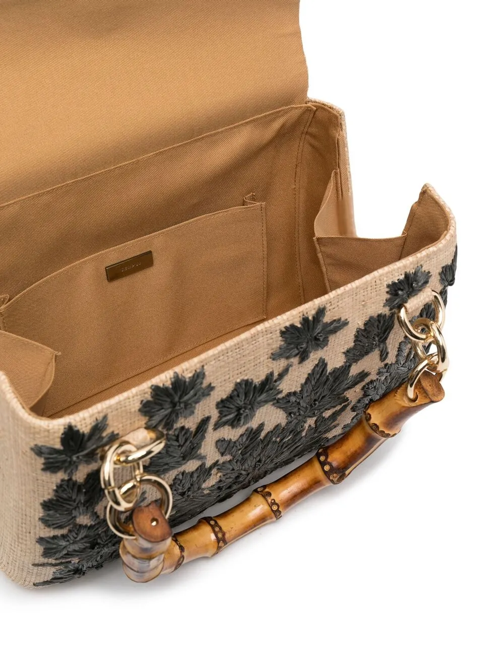 фото Serpui соломенная сумка-тоут с цветочной вышивкой