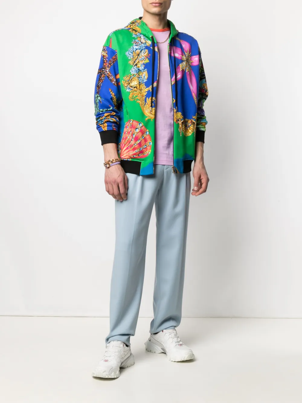 фото Versace худи на молнии с принтом trésor de la mer