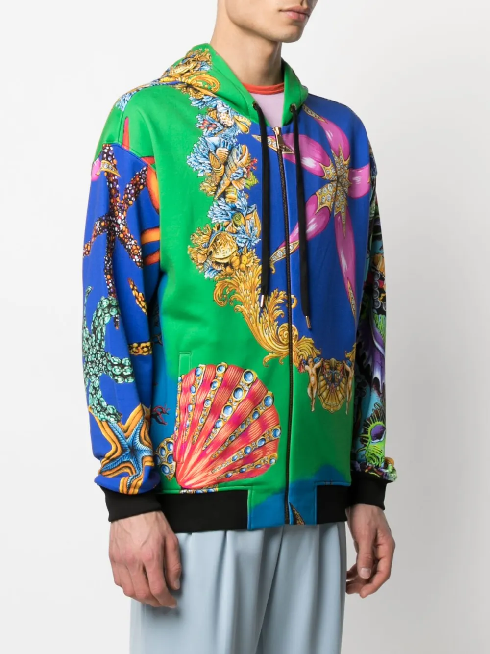 фото Versace худи на молнии с принтом trésor de la mer
