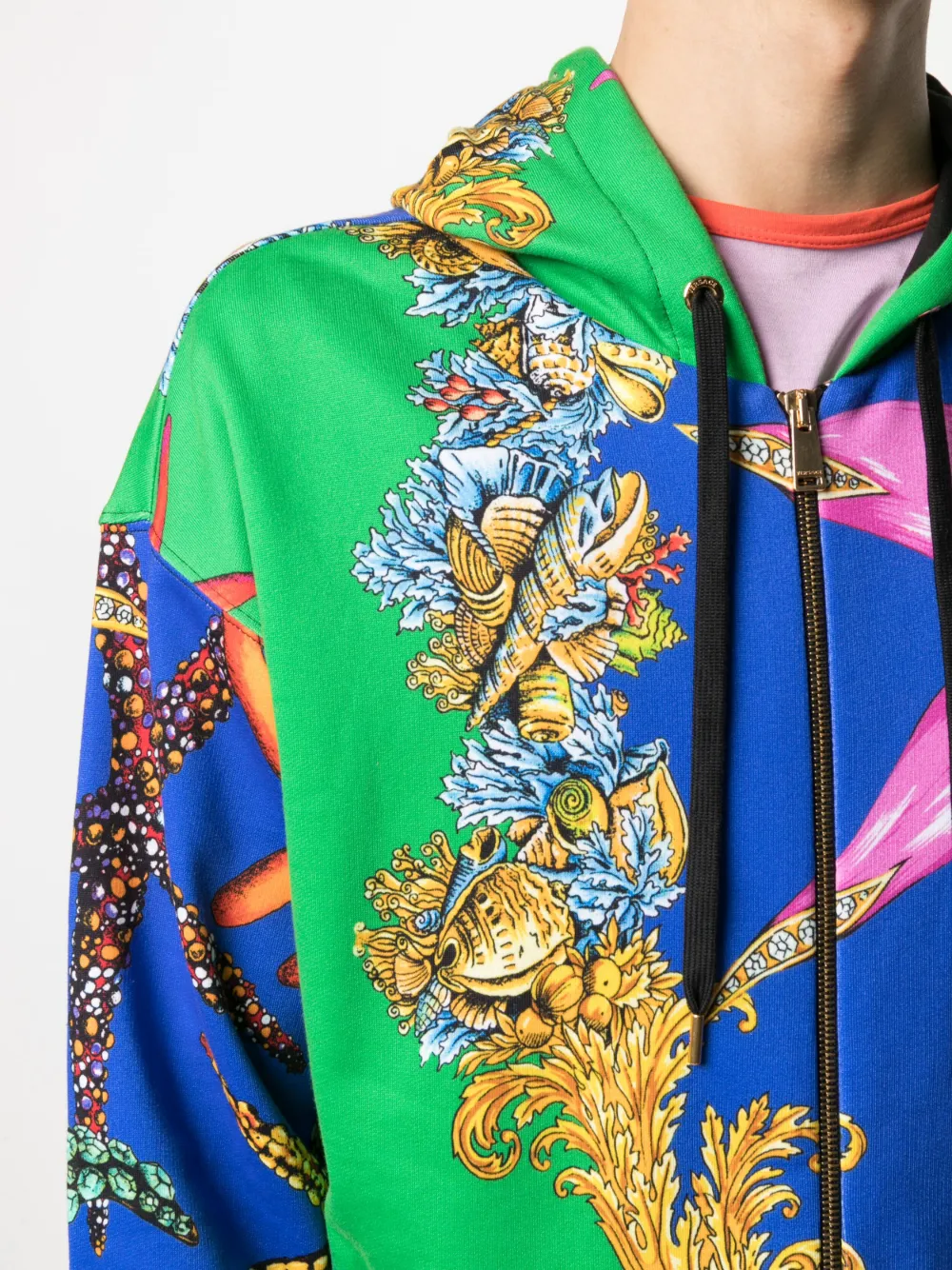 фото Versace худи на молнии с принтом trésor de la mer