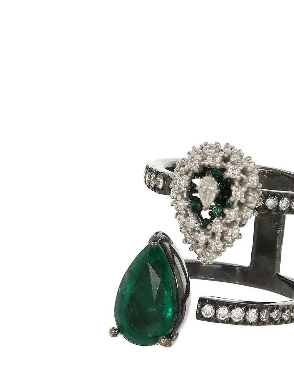 фото Mariani кольцо alterego из белого золота с бриллиантом и изумрудом