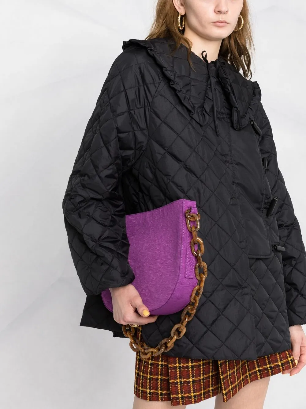 фото Ganni стеганая куртка с воротником