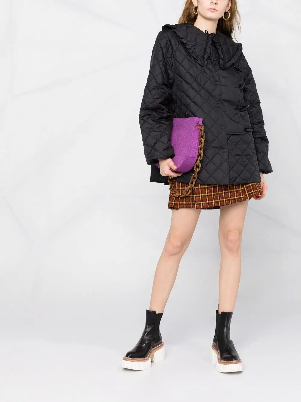 фото Ganni стеганая куртка с воротником