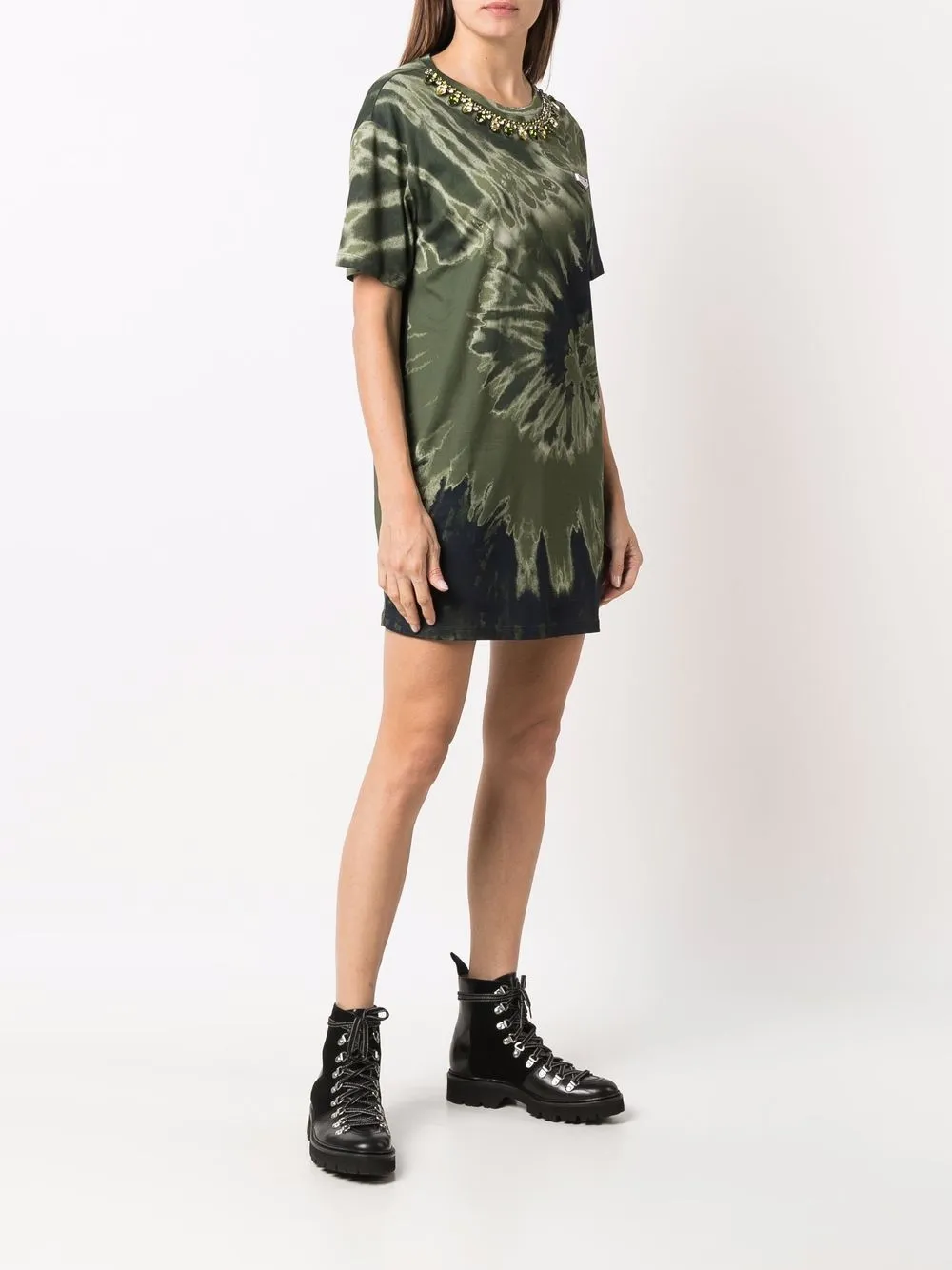 фото Philipp plein платье-футболка с принтом тай-дай и кристаллами