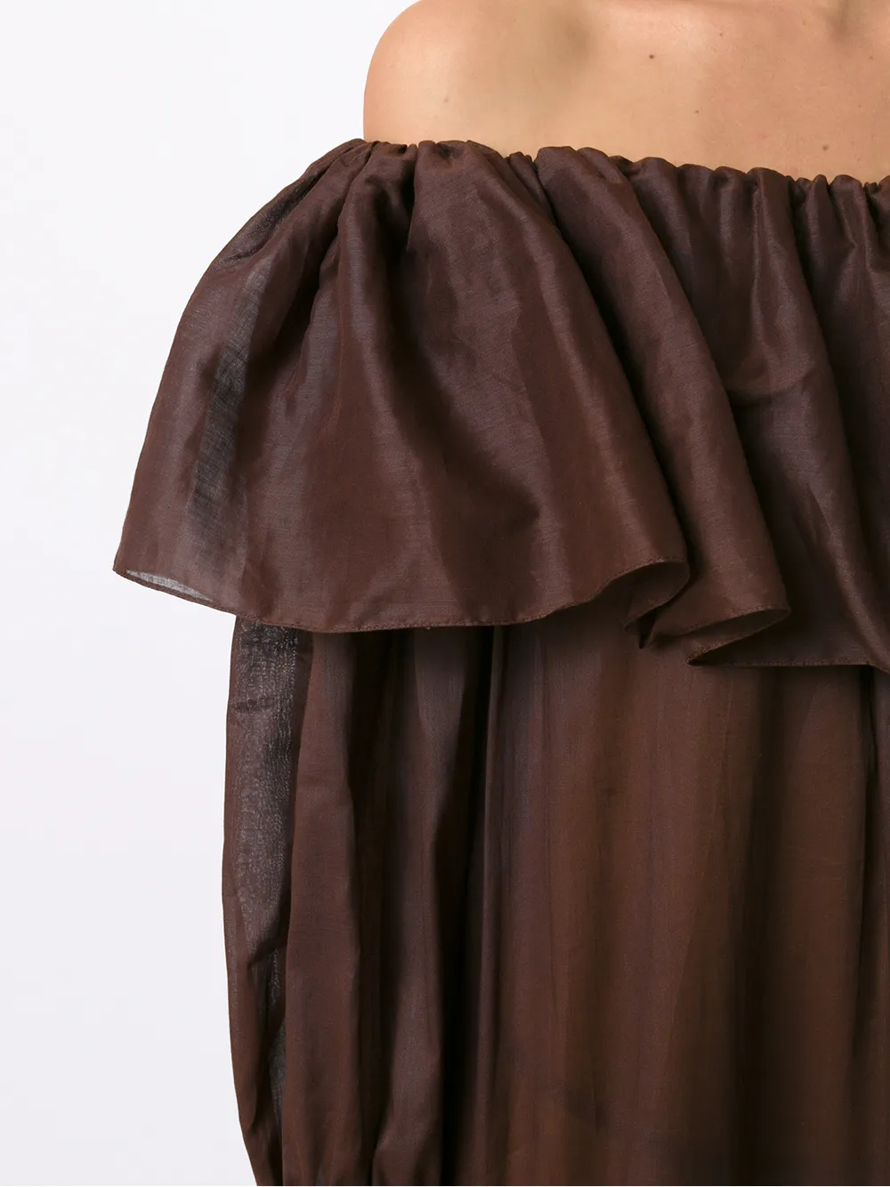 фото Matri платье макси с открытыми плечами и оборками