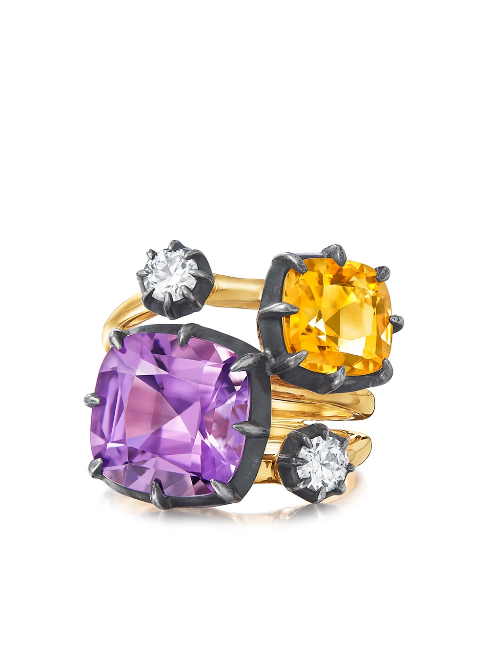 FRED LEIGHTON 18kt yellow gold and silver Collet amethyst, citrine and diamond Collet stack ring
FRED LEIGHTON 18kt yellow gold and silver Collet amethyst, citrine and diamond Collet stack ring