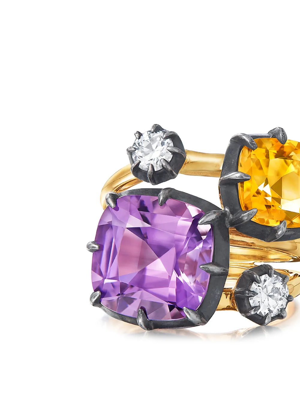 фото Fred leighton "кольцо collet из желтого золота и серебра с аметистом, цитрином и бриллиантами"