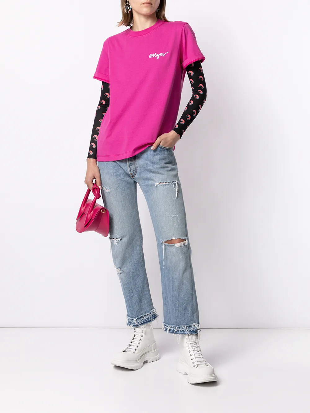 фото Msgm футболка с короткими рукавами и вышитым логотипом