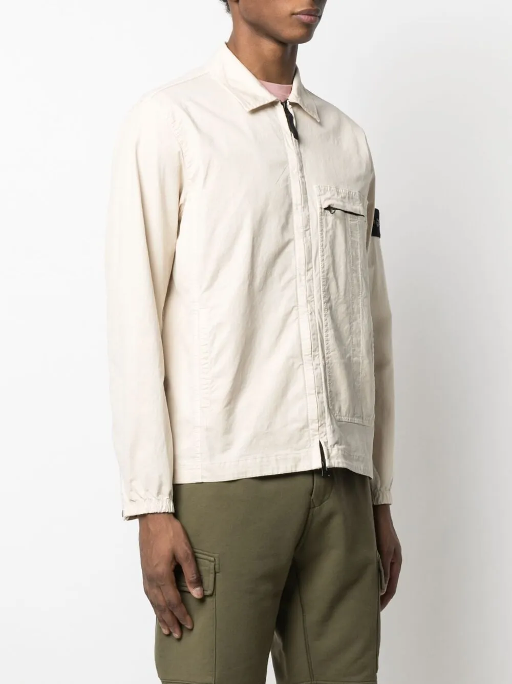 фото Stone island куртка-рубашка с нашивкой-логотипом