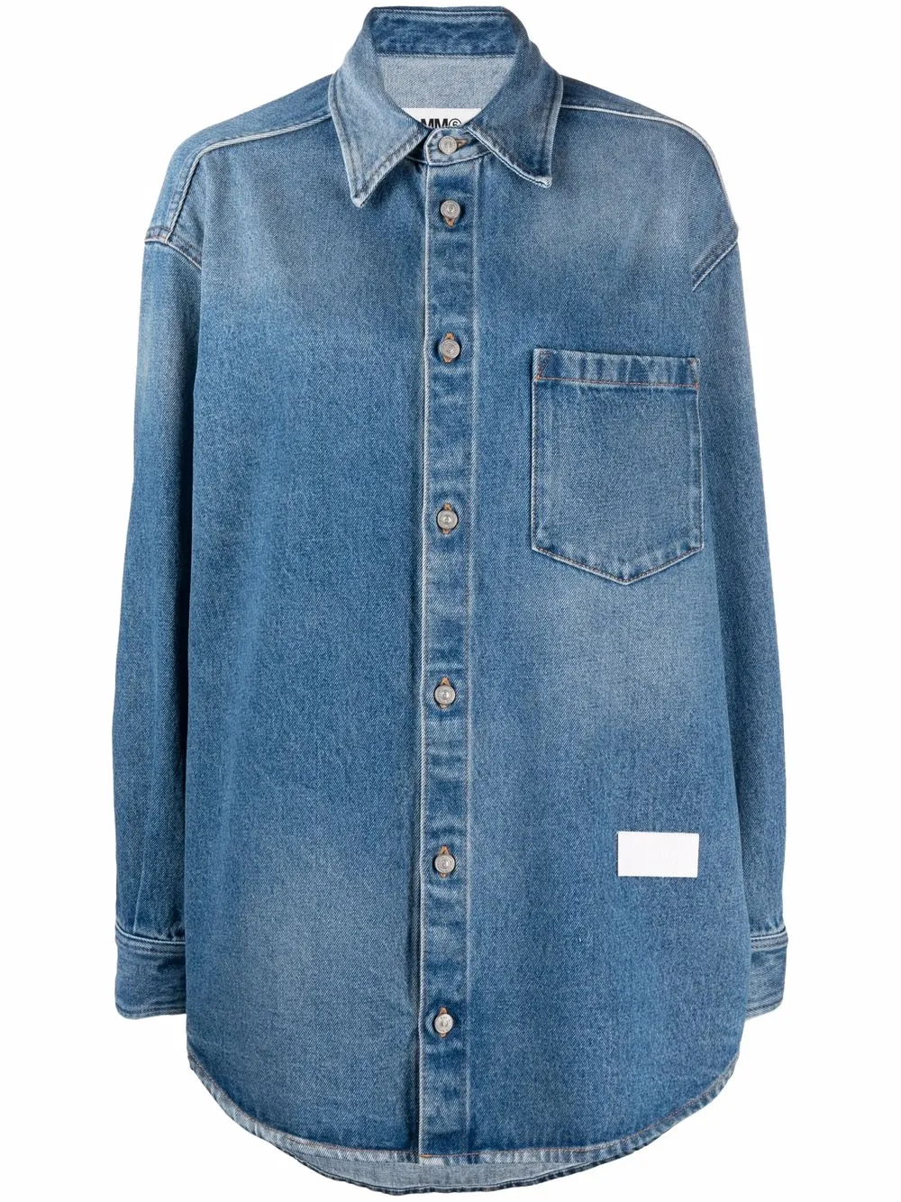фото Mm6 maison margiela джинсовая рубашка с нашивкой-логотипом
