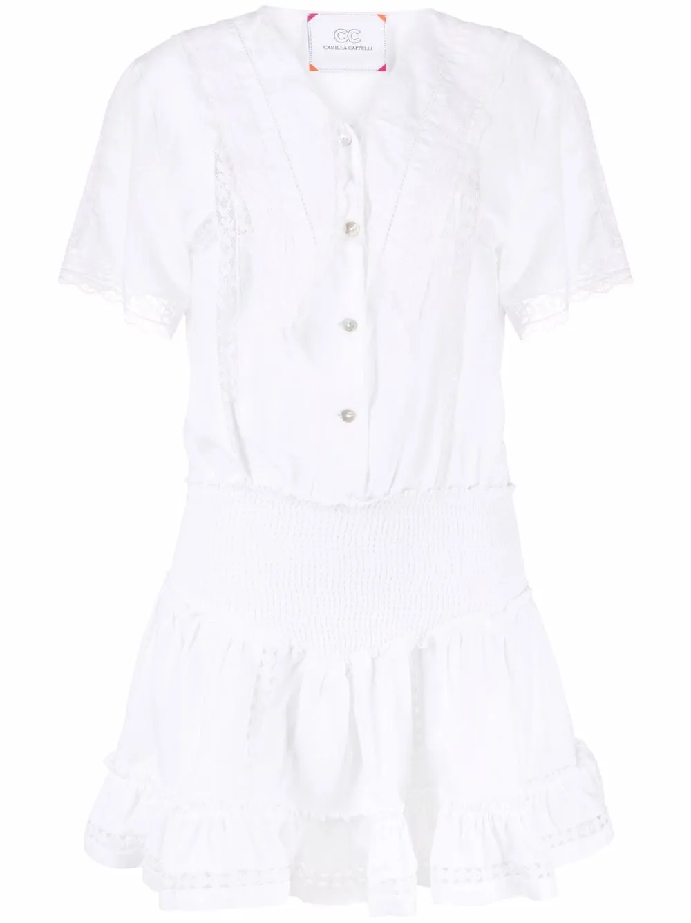 фото Cc by camilla cappelli платье с оборками и вышивкой