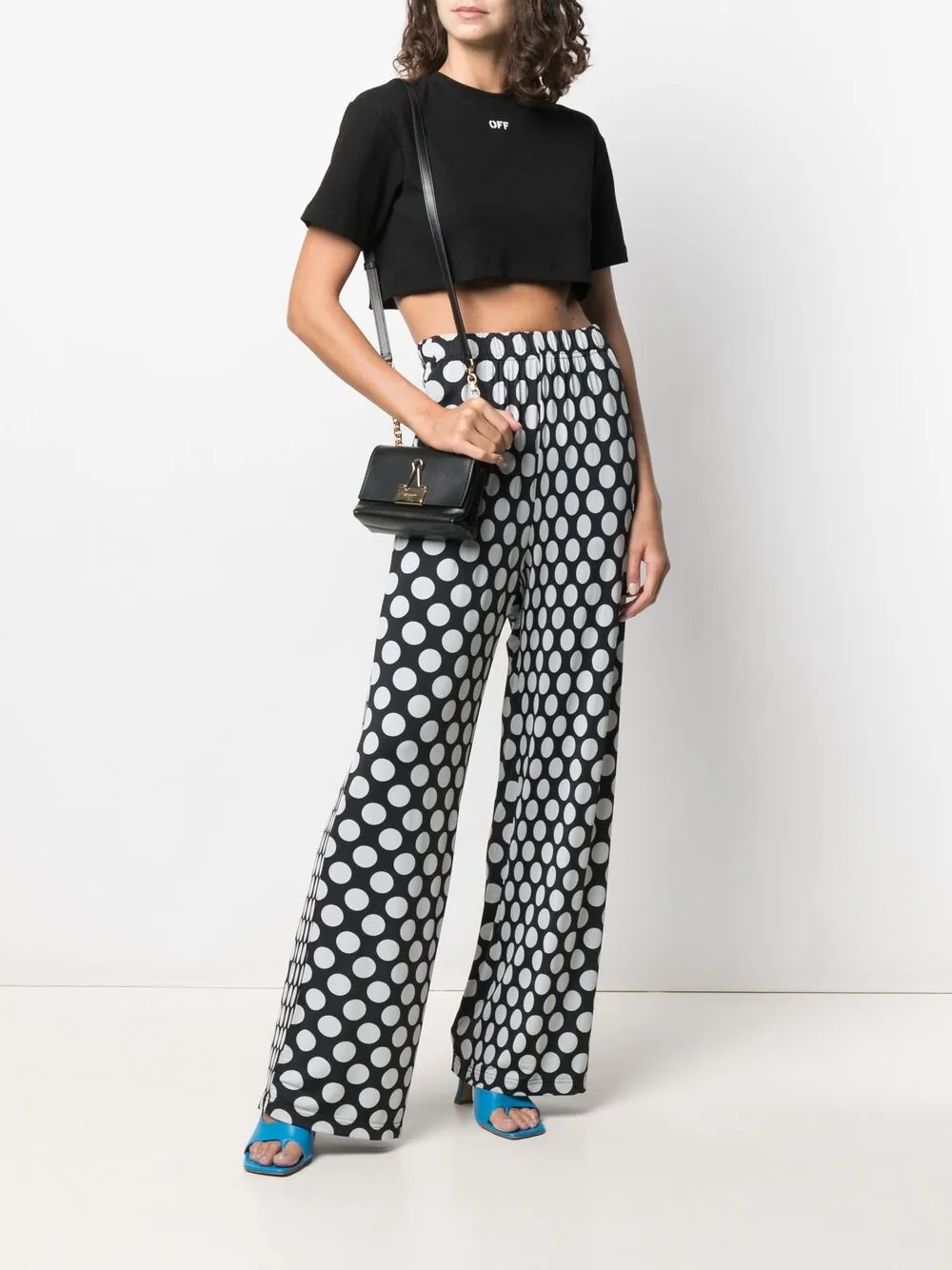 фото Off-white укороченная футболка с логотипом