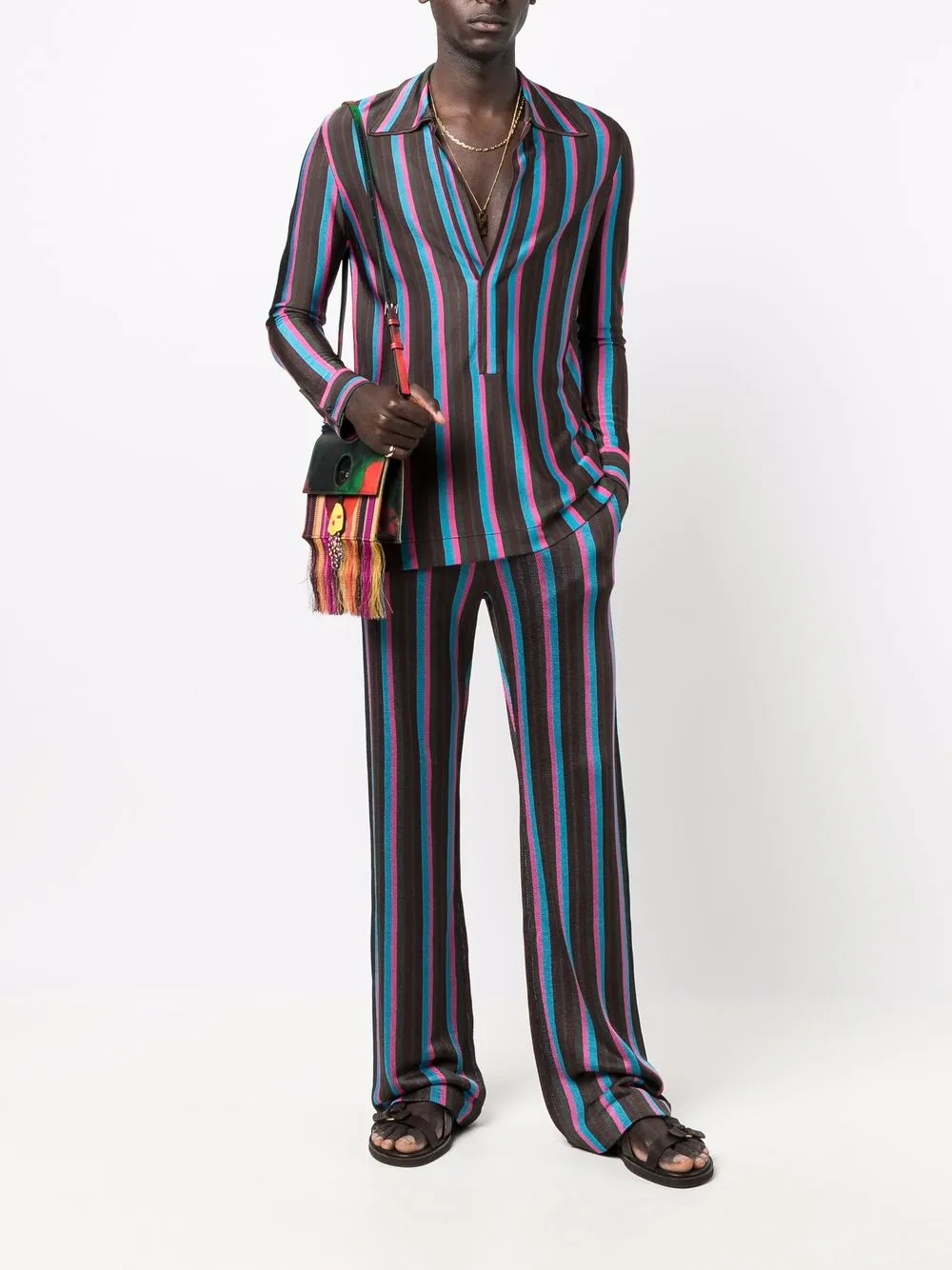 фото Karl lagerfeld трикотажные брюки в полоску из коллаборации с kenneth ize