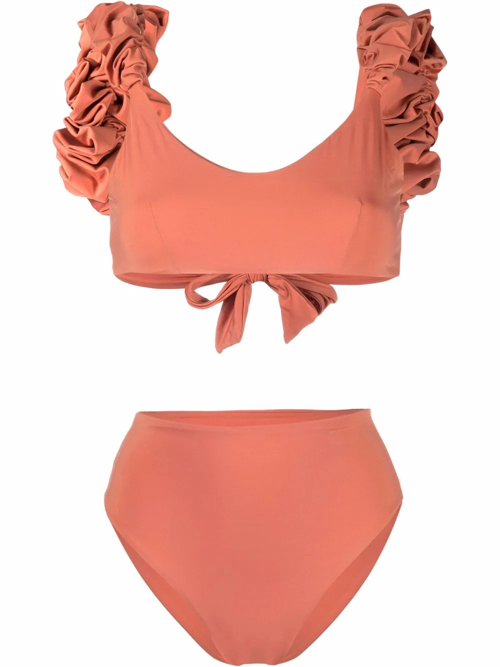 Maygel Coronel Lucila High Waisted Ruffled Bikini In Orange ModeSens