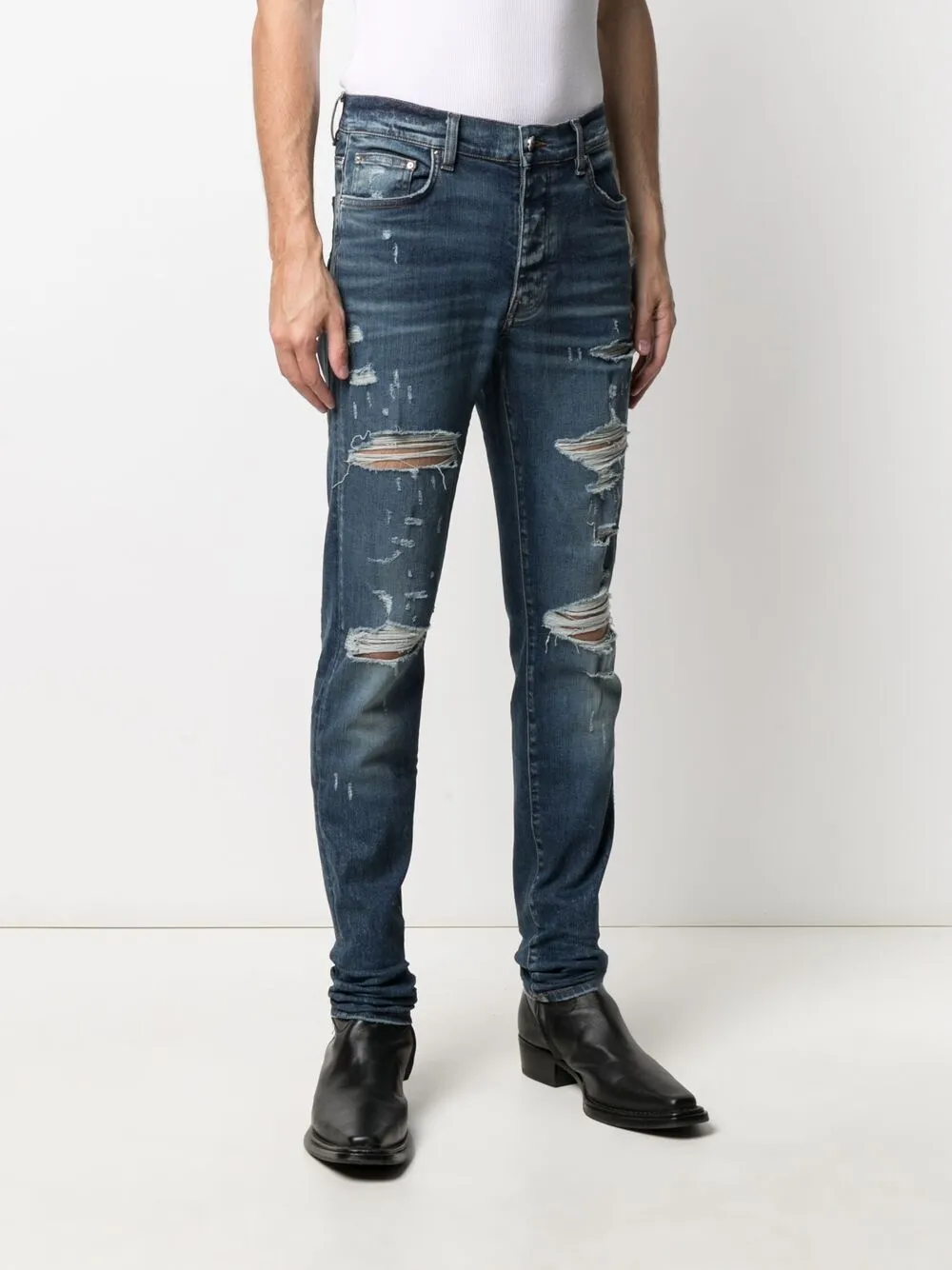 фото Amiri джинсы скинни с эффектом потертости