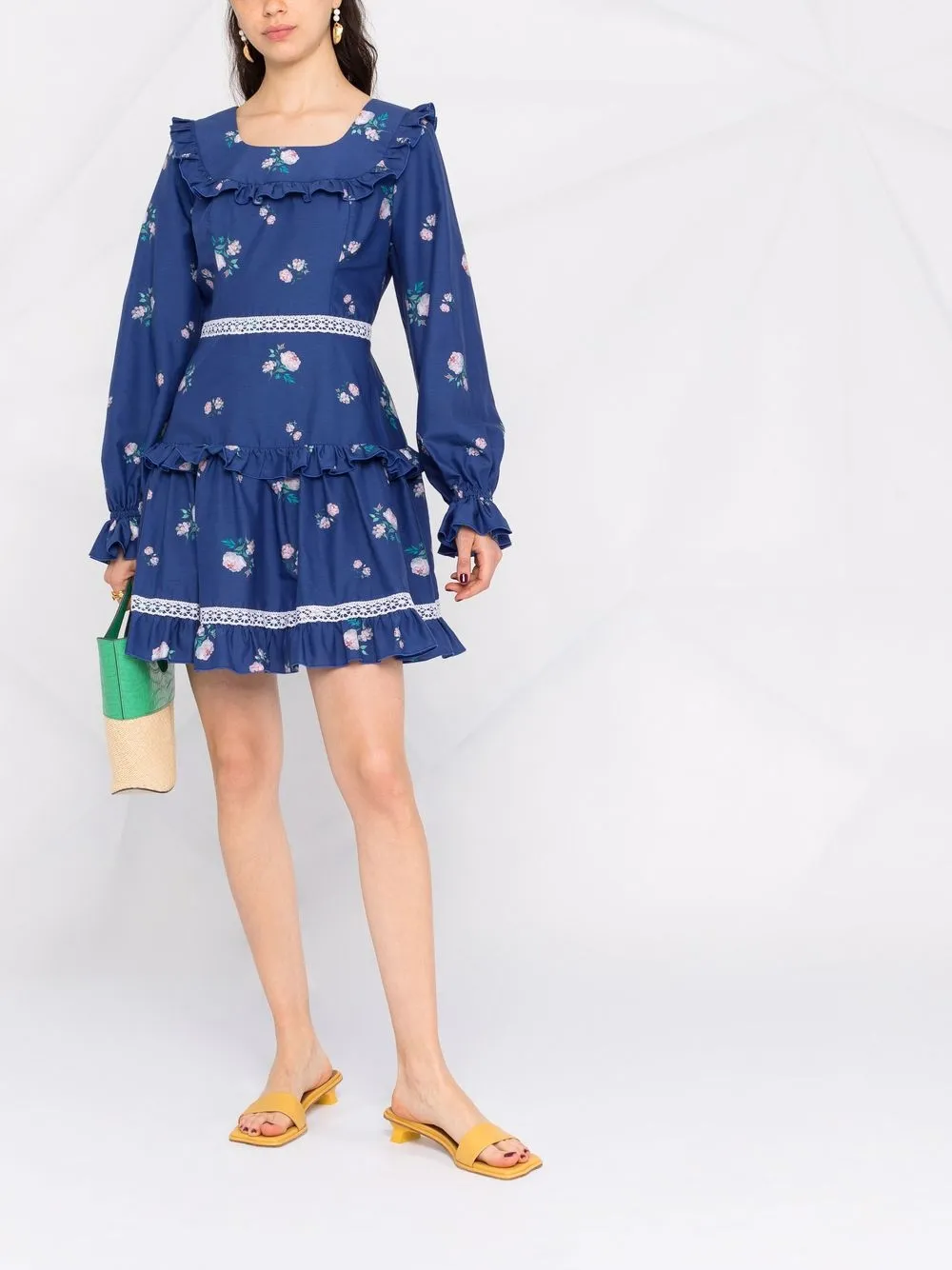 фото Roses & lace платье мини с оборками и цветочным принтом