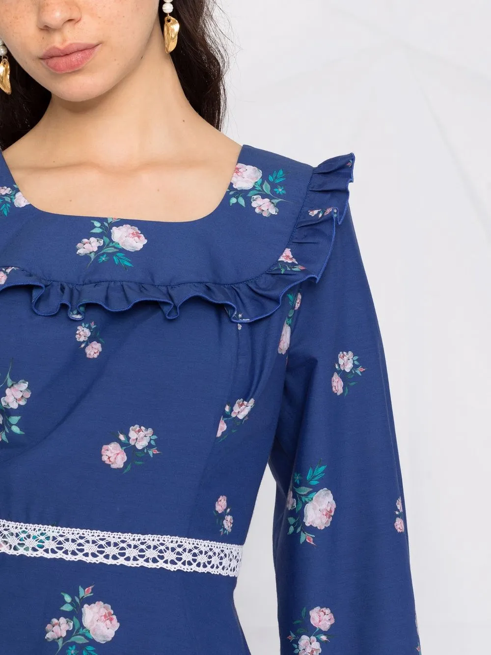 фото Roses & lace платье мини с оборками и цветочным принтом