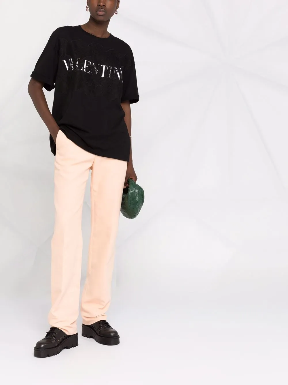 фото Valentino футболка с кружевной вставкой и логотипом