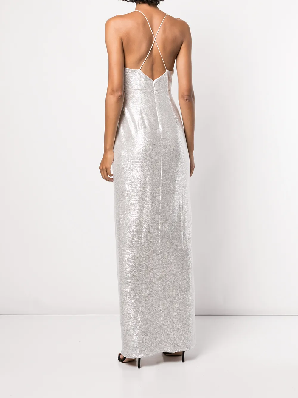 фото Aidan mattox платье с эффектом металлик и драпировкой