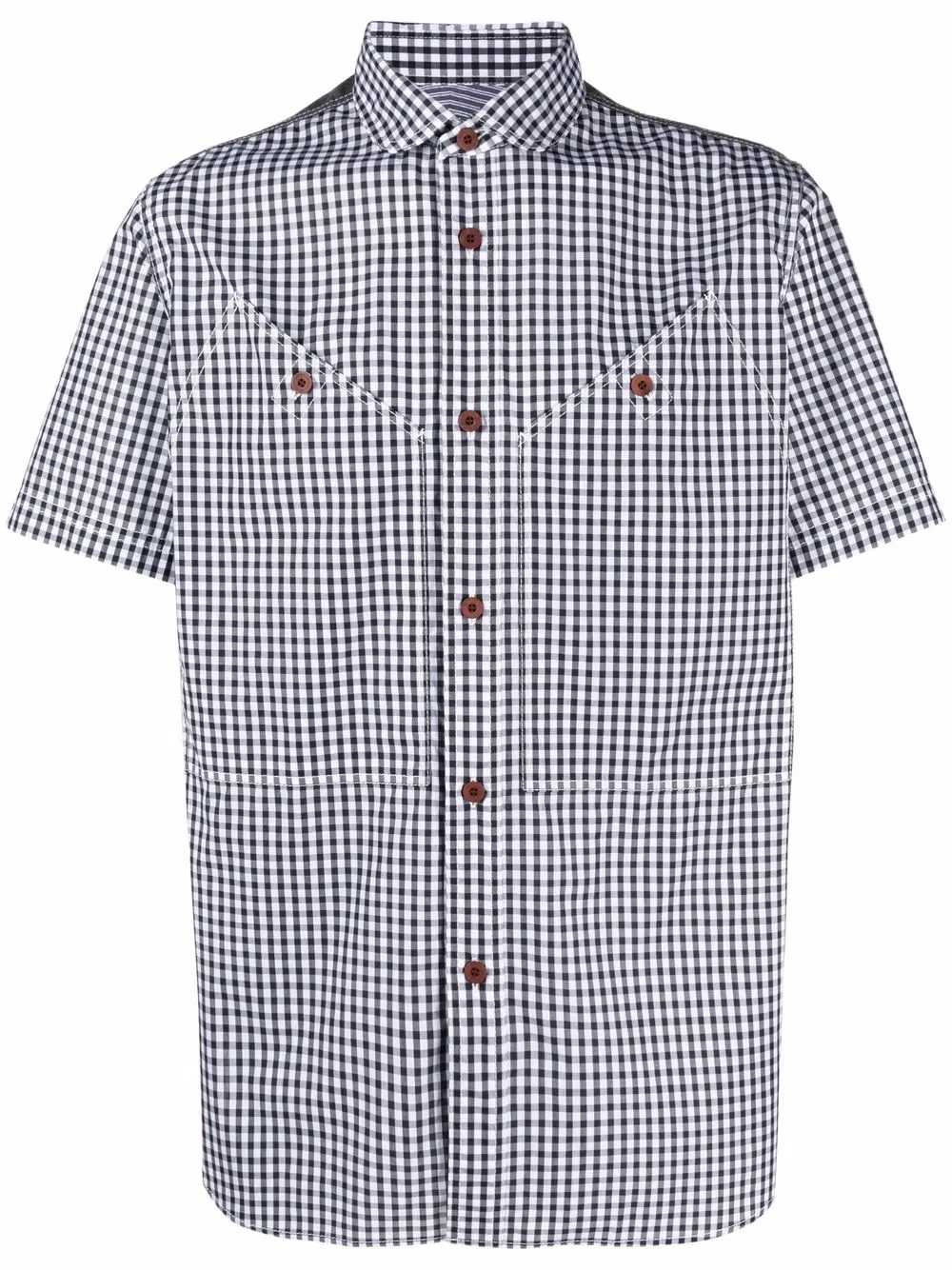 фото Junya watanabe man рубашка в клетку гингем с короткими рукавами