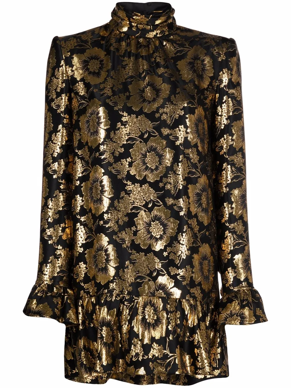 фото Saint laurent платье с длинными рукавами и оборками
