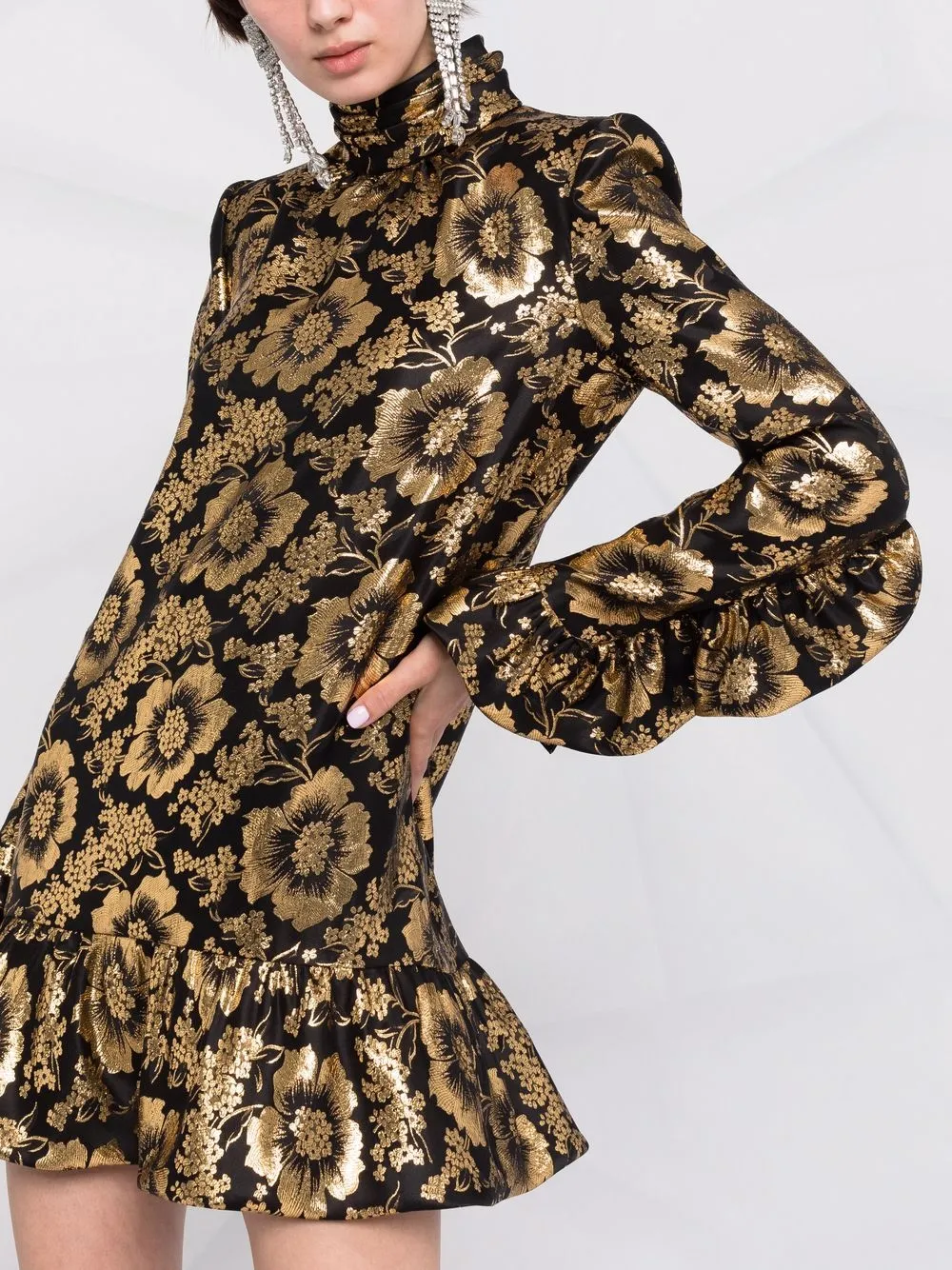 фото Saint laurent платье с длинными рукавами и оборками