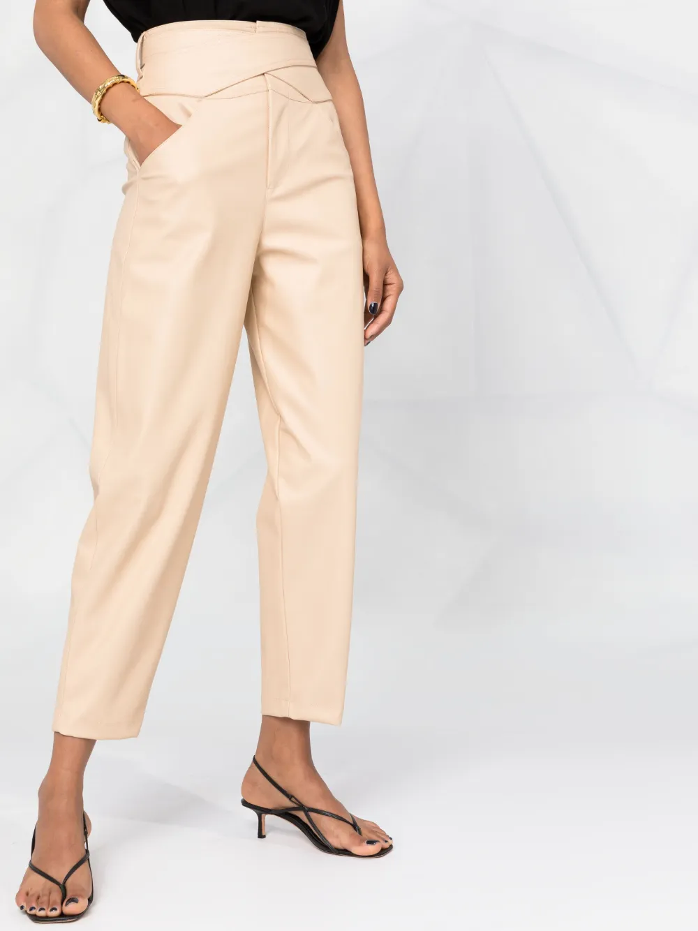 фото Pinko брюки из искусственной кожи с завышенной талией
