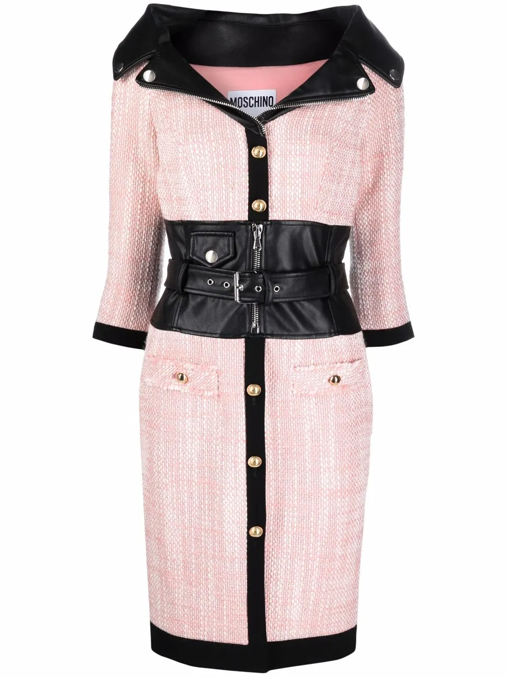 фото Moschino платье мини с широким вырезом и поясом