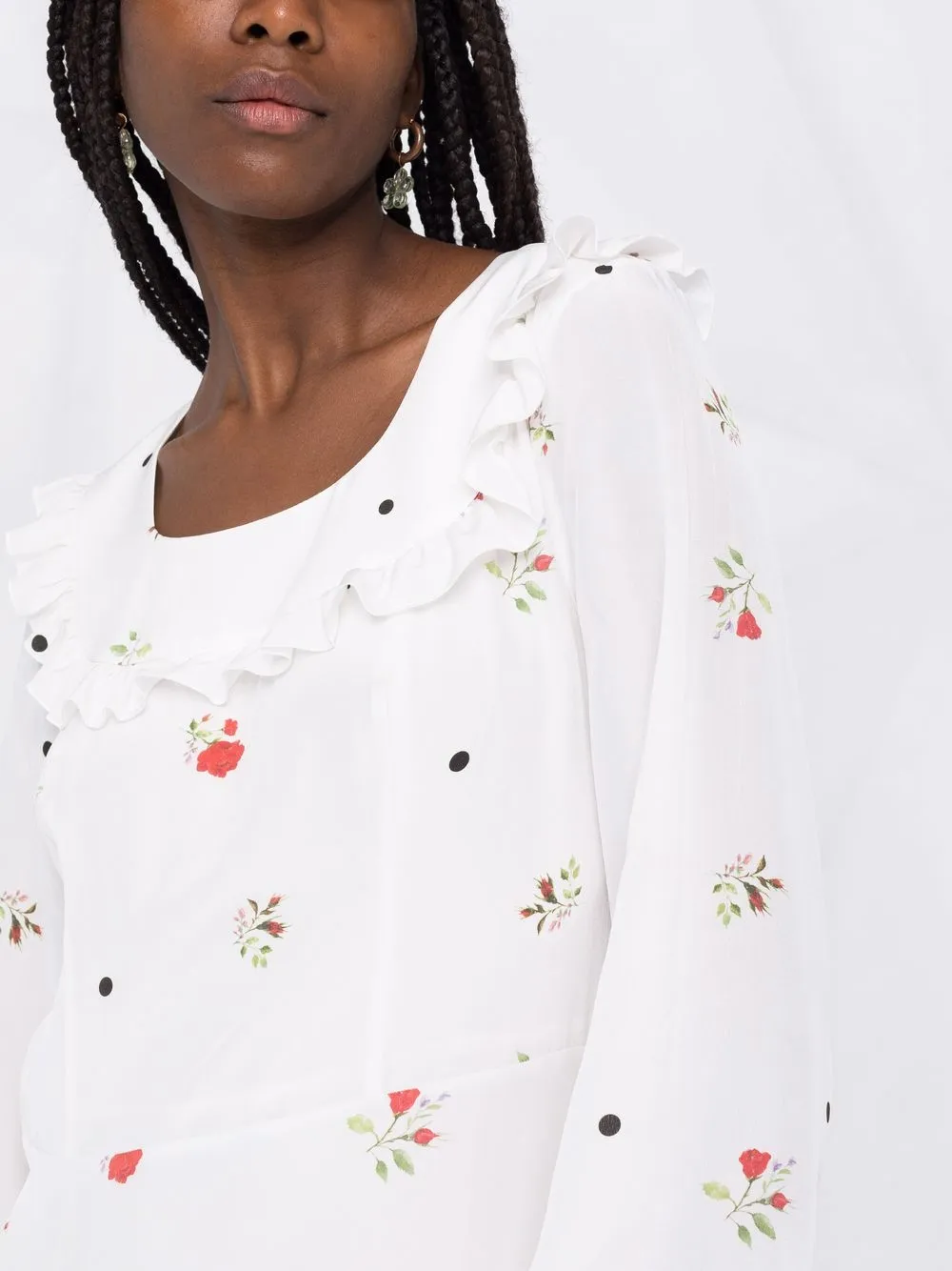 фото Roses & lace платье миди с цветочным принтом