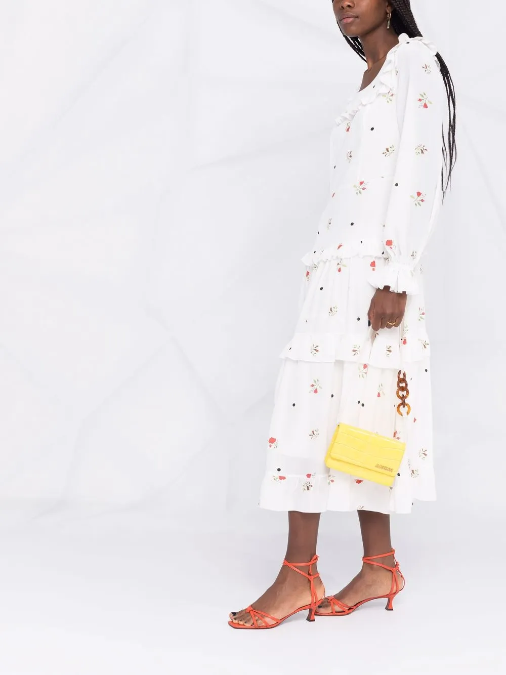 фото Roses & lace платье миди с цветочным принтом