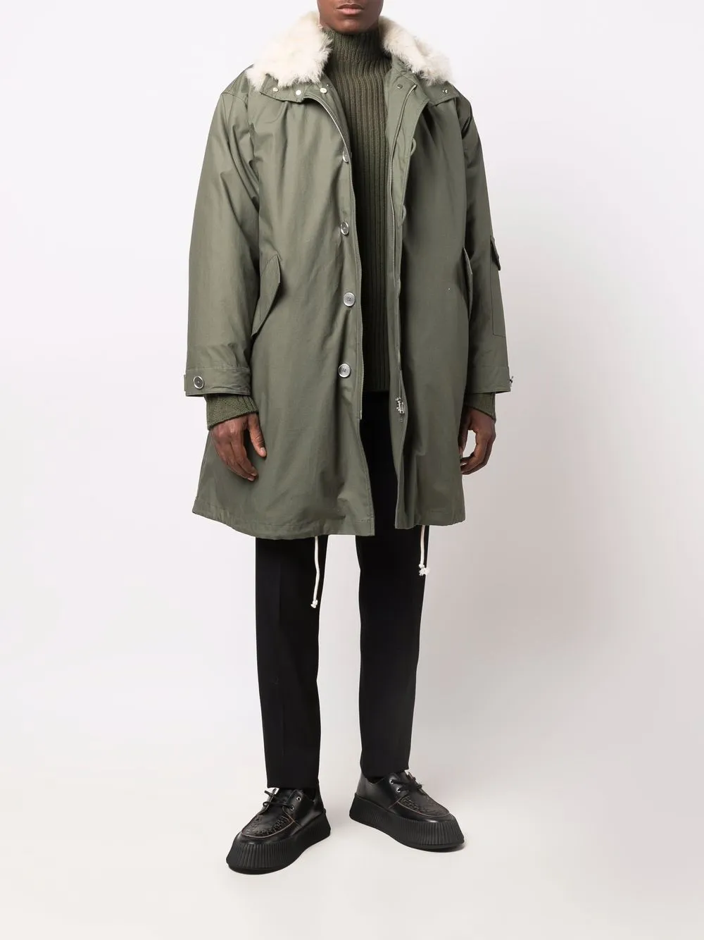 фото Jil sander пуховик с воротником из овчины