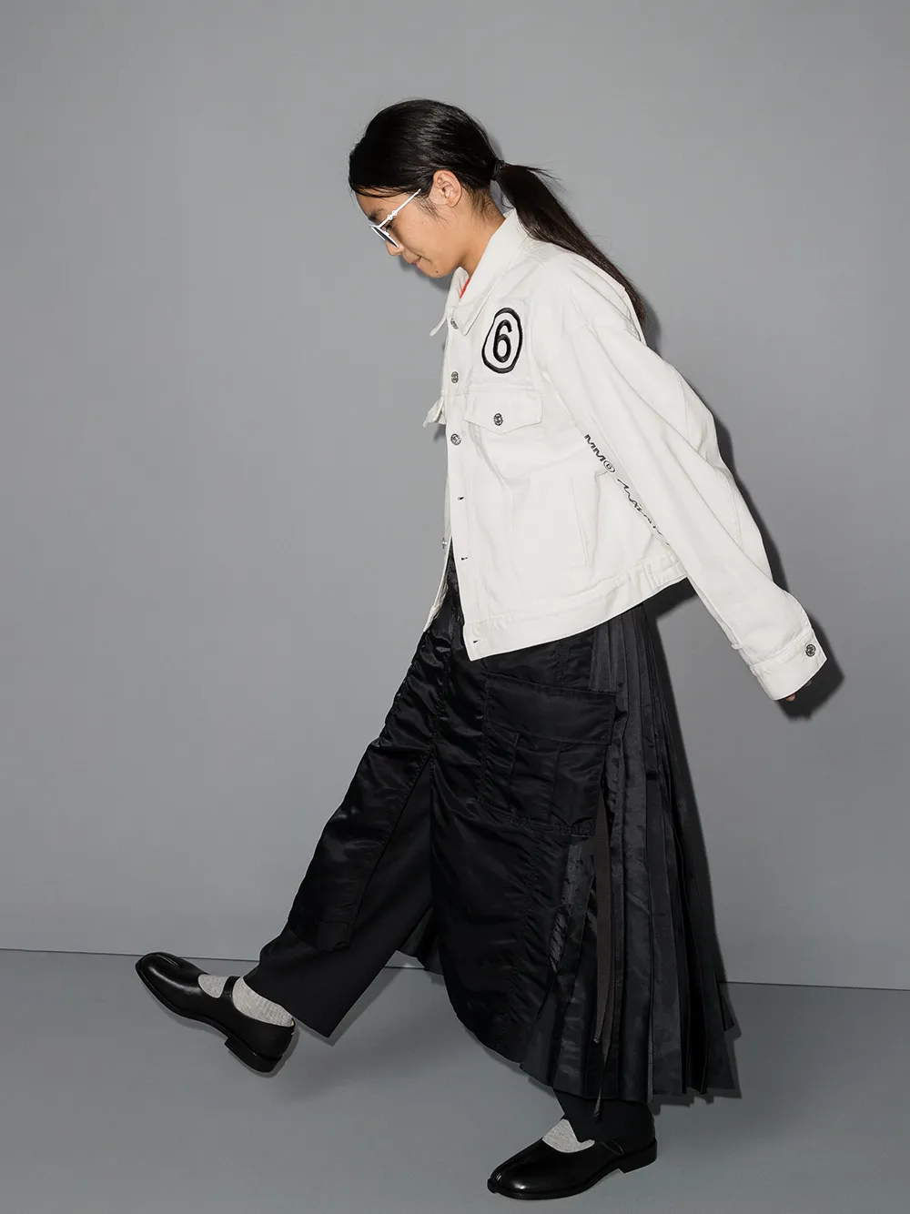 фото Mm6 maison margiela kids джинсовая куртка с логотипом