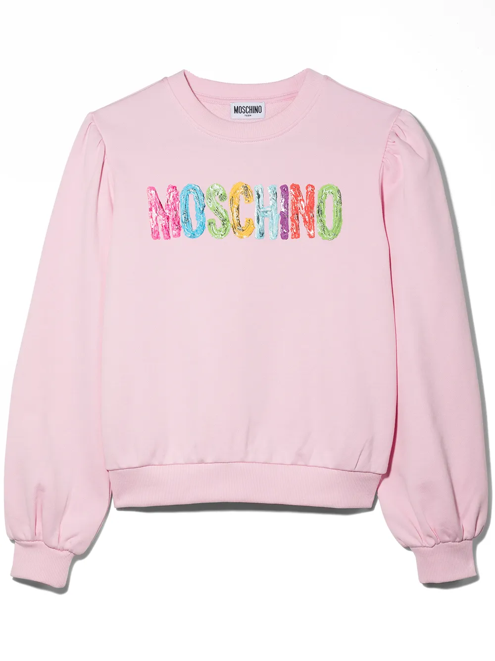 Moschino Kids sudadera con logo y efecto de pintura - Rosado