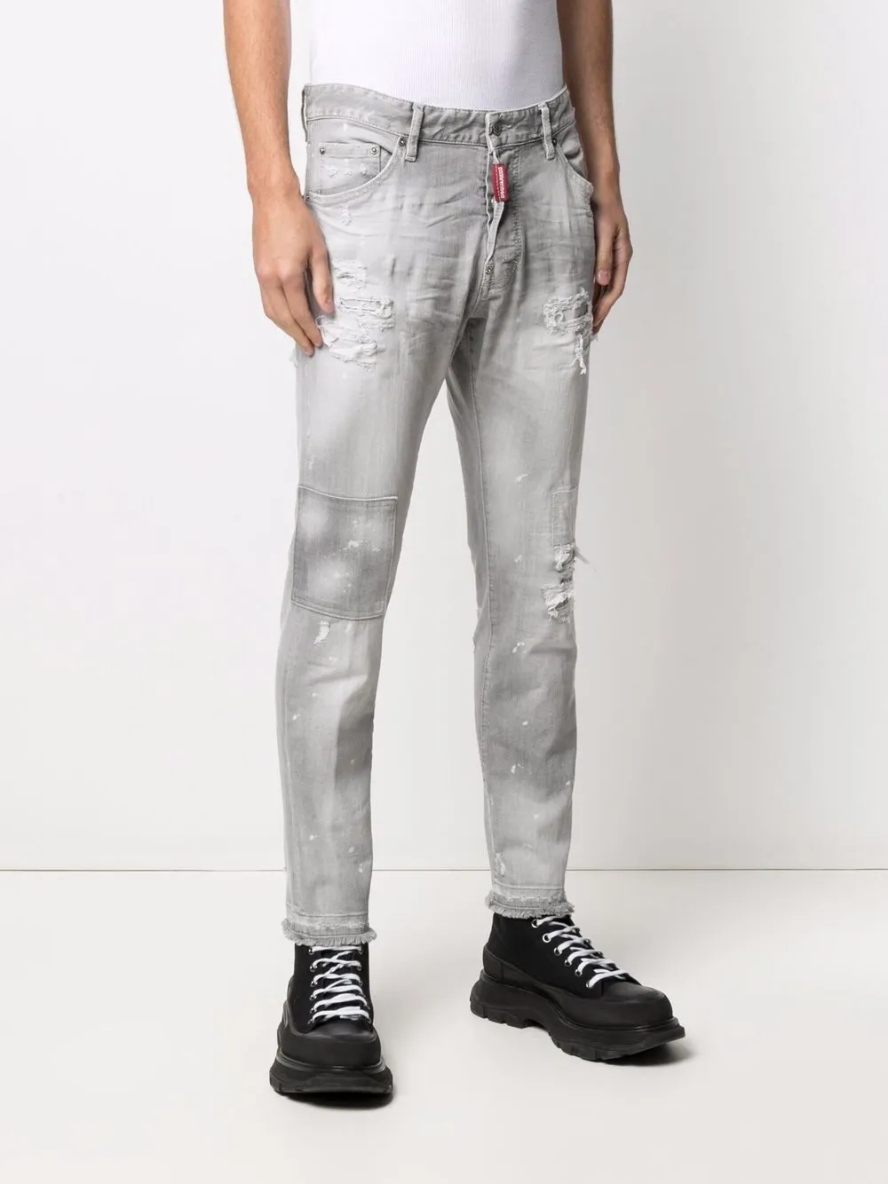 фото Dsquared2 джинсы скинни в технике пэчворк