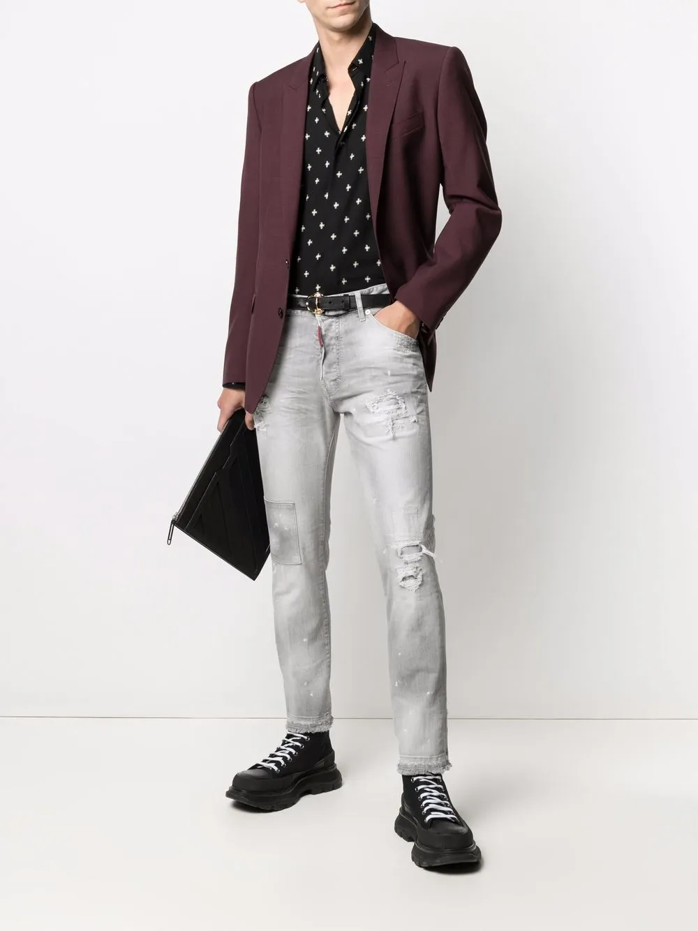 фото Dsquared2 джинсы скинни в технике пэчворк