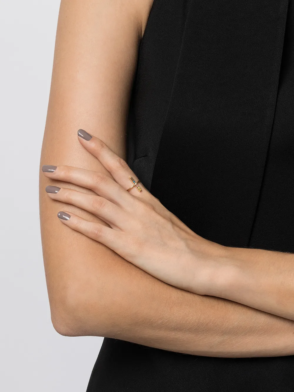 фото Ahkah кольцо message in the stone из желтого золота