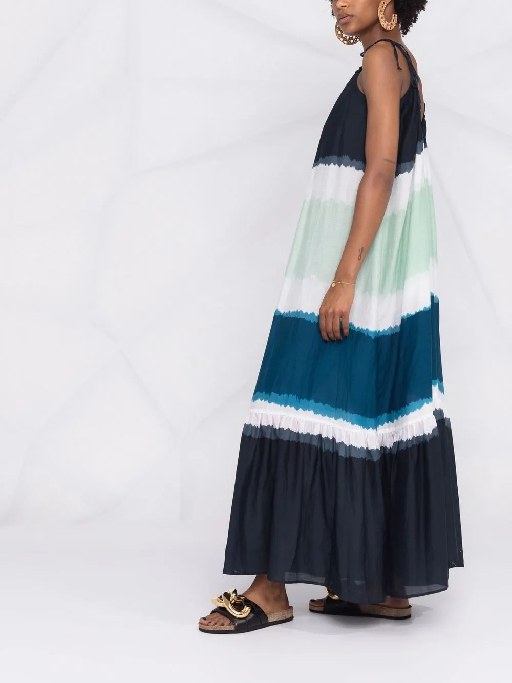 фото On the island расклешенное платье в полоску без рукавов