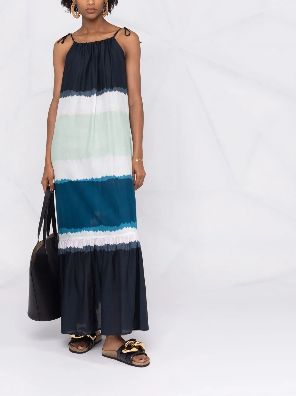 фото On the island расклешенное платье в полоску без рукавов