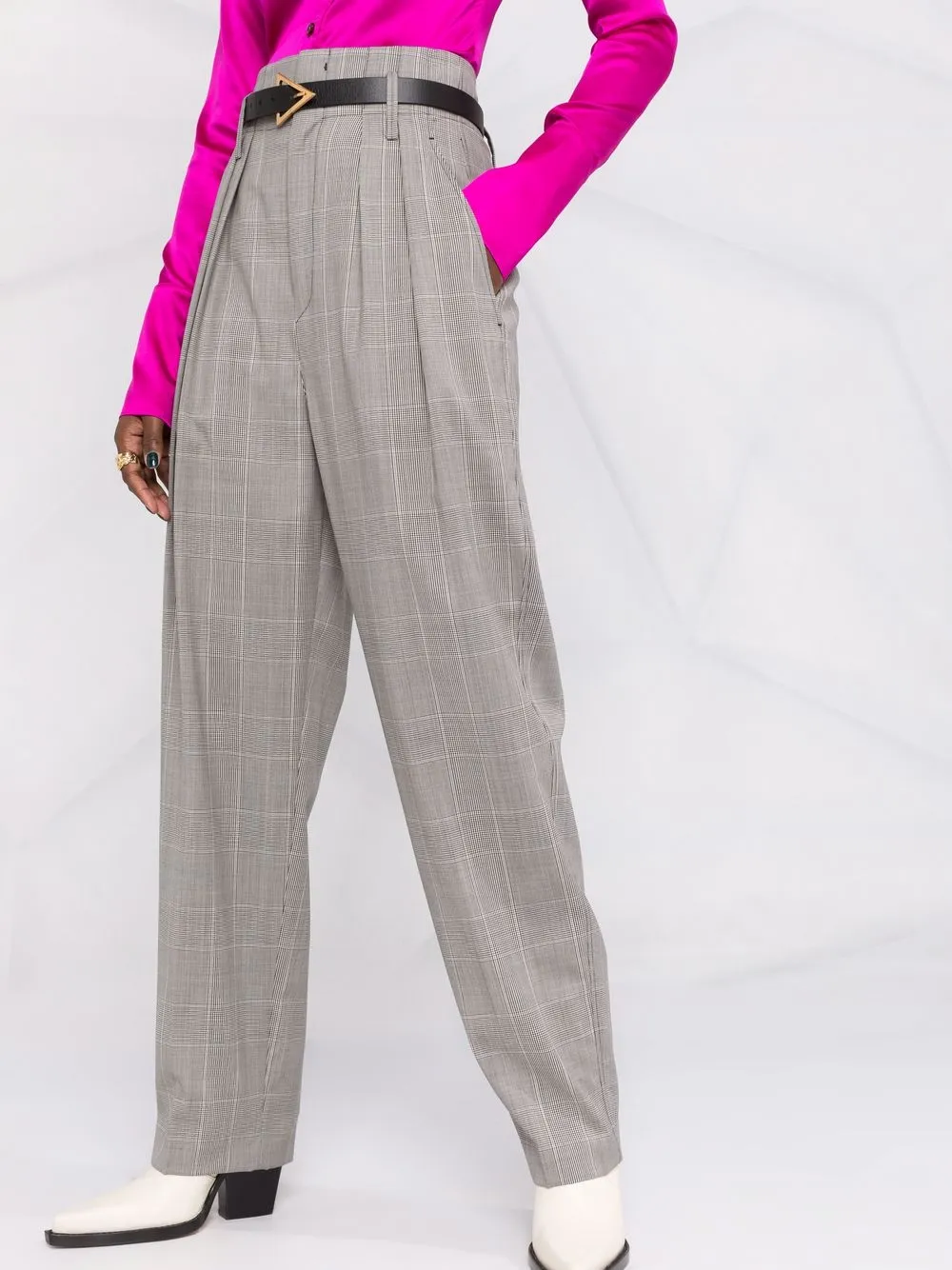 фото Isabel marant étoile клетчатые брюки nilaga с завышенной талией