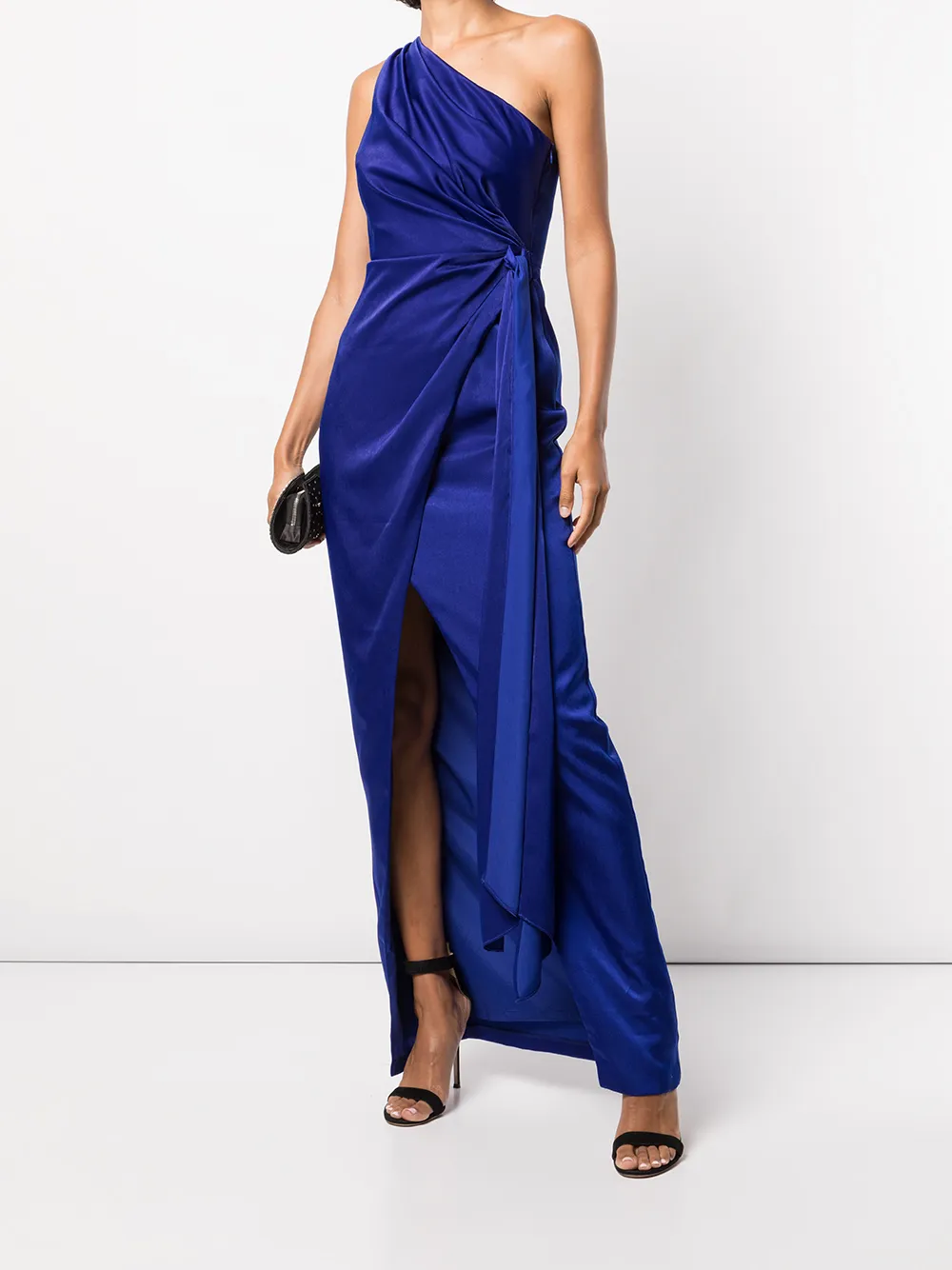 фото Aidan mattox атласное платье на одно плечо