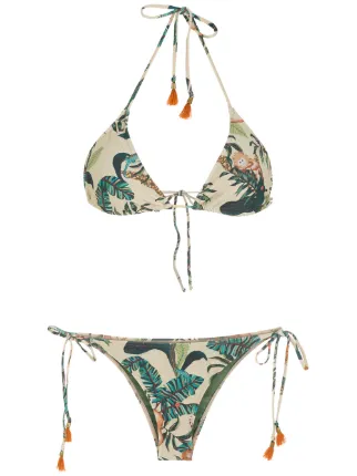 Lygia Nanny Maya Leaf Print Bikini Farfetch