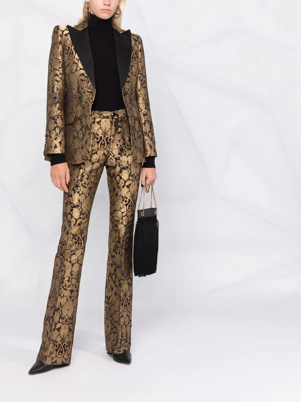 фото Etro жаккардовые брюки с эффектом металлик