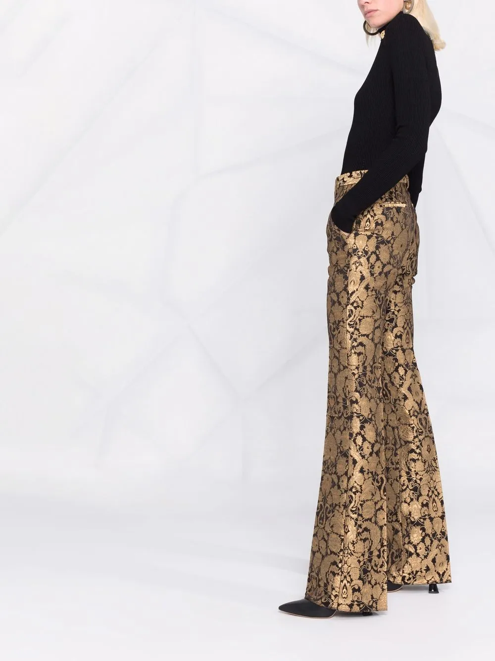 фото Etro жаккардовые брюки с эффектом металлик