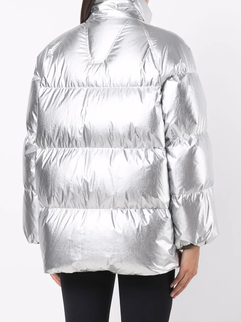 фото Moncler genius пуховик с эффектом металлик и нашивкой-логотипом
